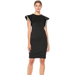 Calvin Klein piped ruffle sleeve dress